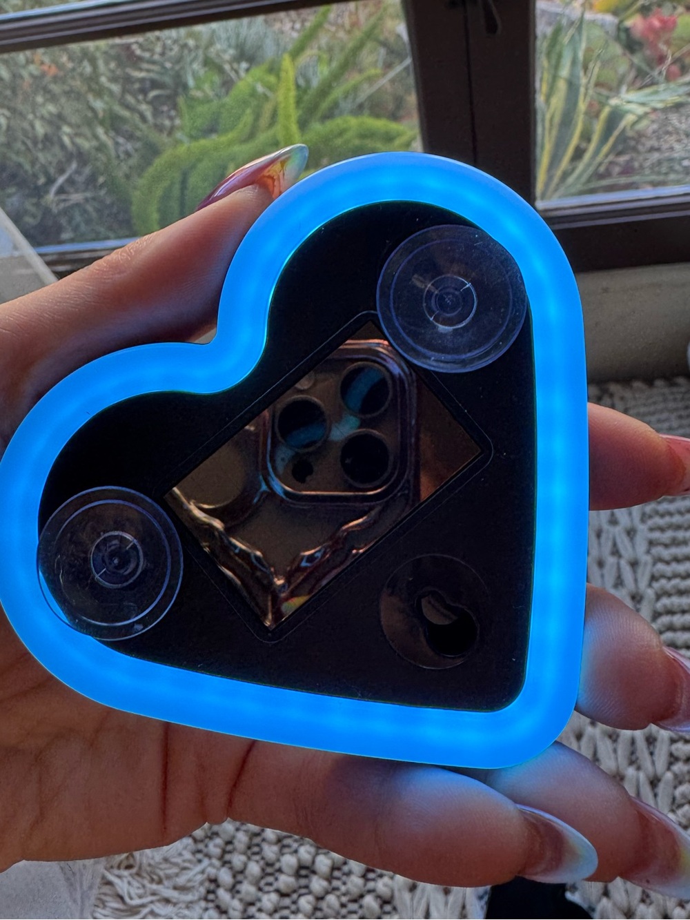 Black Heart-Shaped LED Blue Hearts For Car Window- Pair of 2